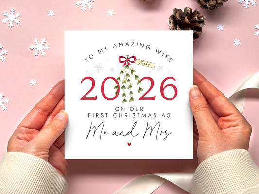 Personalised 1st Christmas Married Card for Husband or Wife