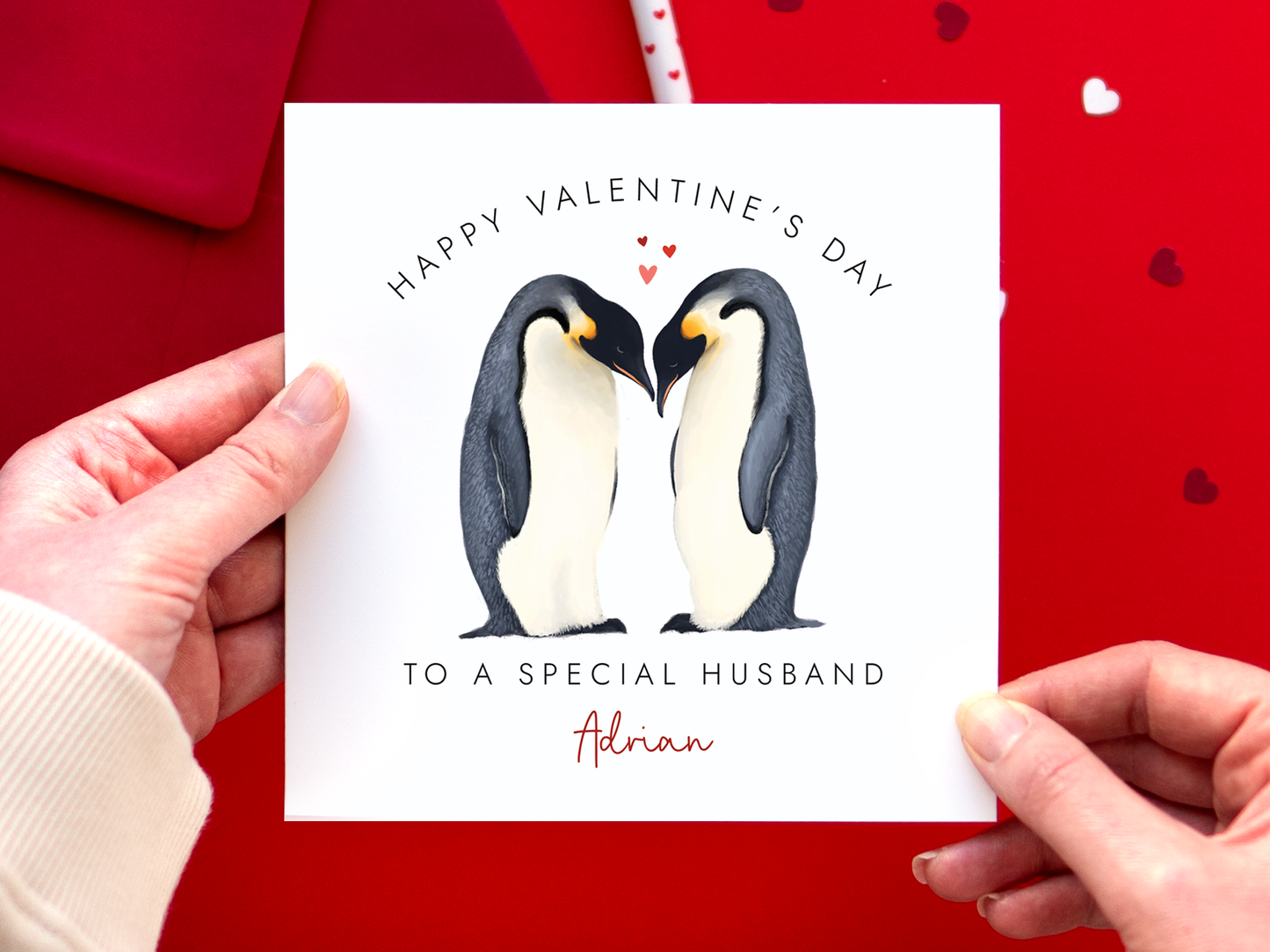 Personalised Penguins Valentine's Day Card