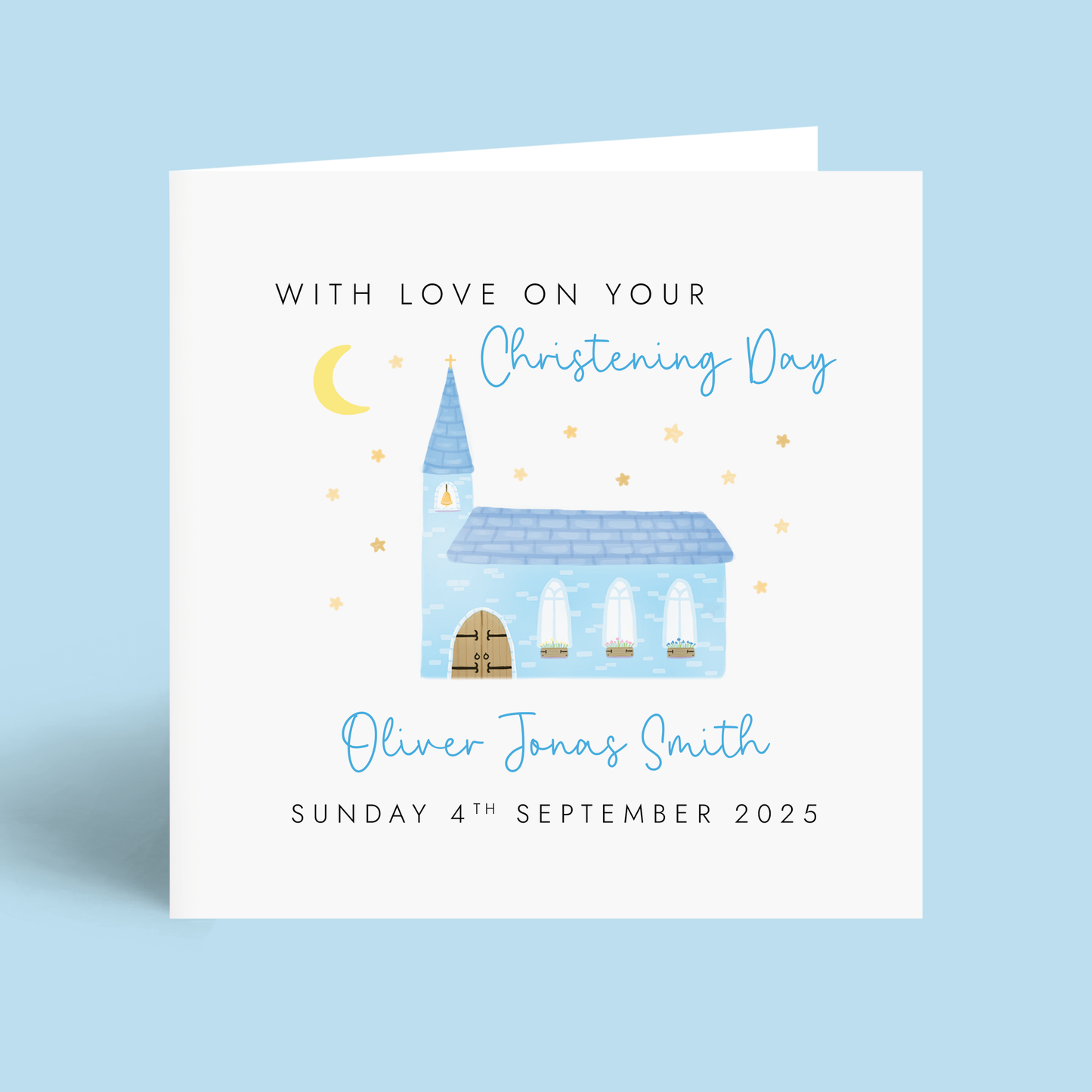 Personalised Church Christening Card for Boy