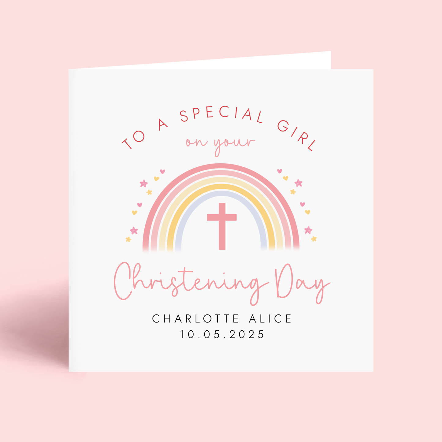 Personalised Rainbow Christening Card for Girl