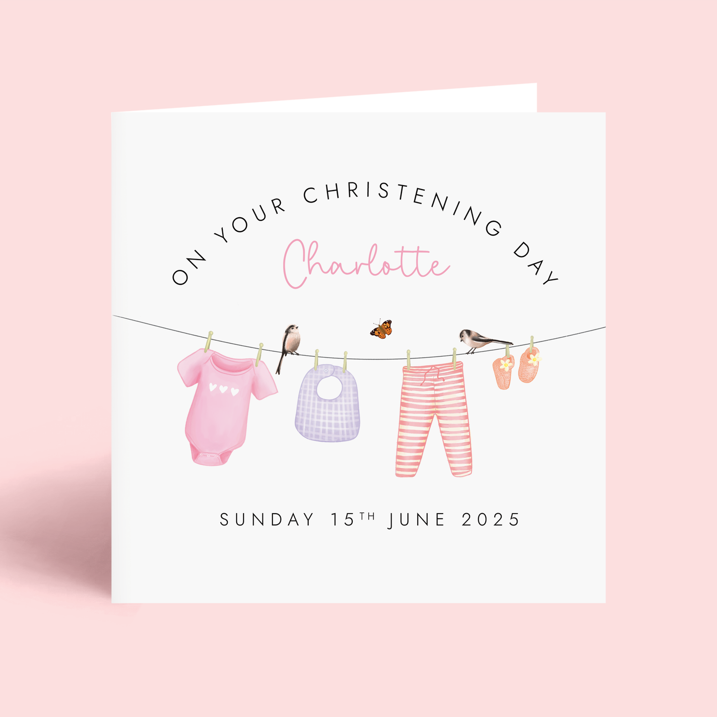 Personalised Christening Card for Girl
