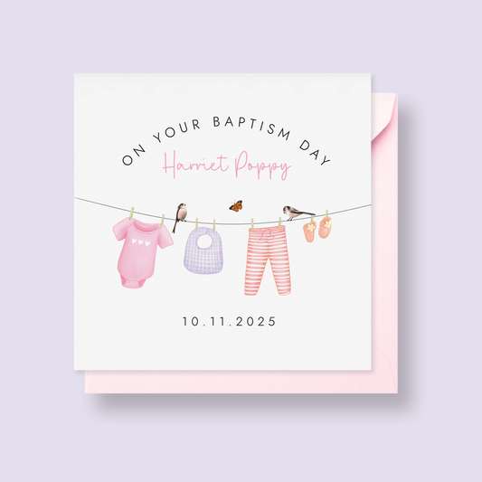 Personalised Christening Card for Girl