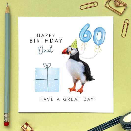 Personalised Puffin Birthday Card for Him
