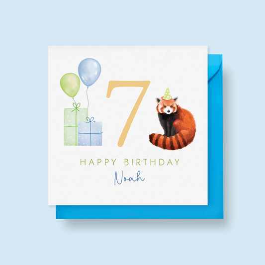 Personalised Red Panda Birthday Card for Boy