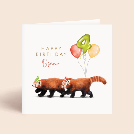 Personalised Red Pandas Birthday Card for Him