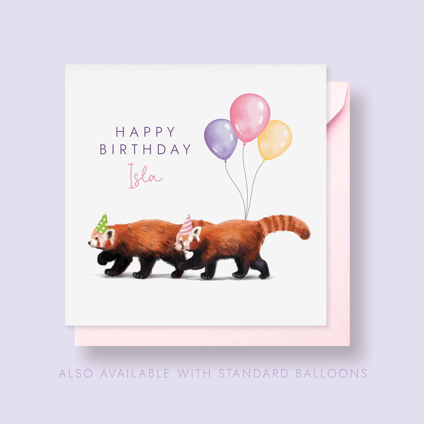 Personalised Red Pandas Birthday Card for Her