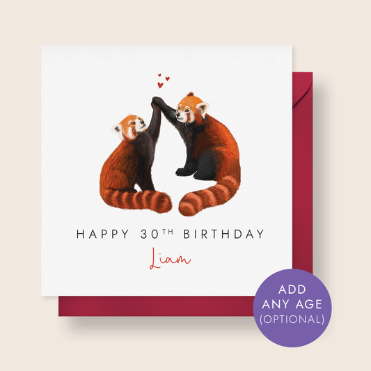 Personalised Red Pandas Birthday Card for Partner