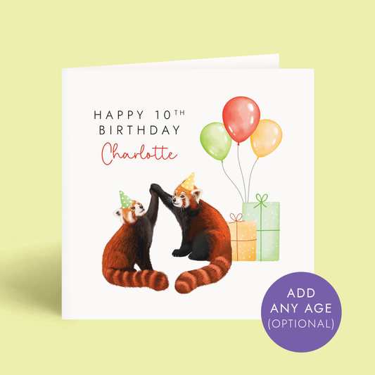 Personalised Red Pandas Birthday Card