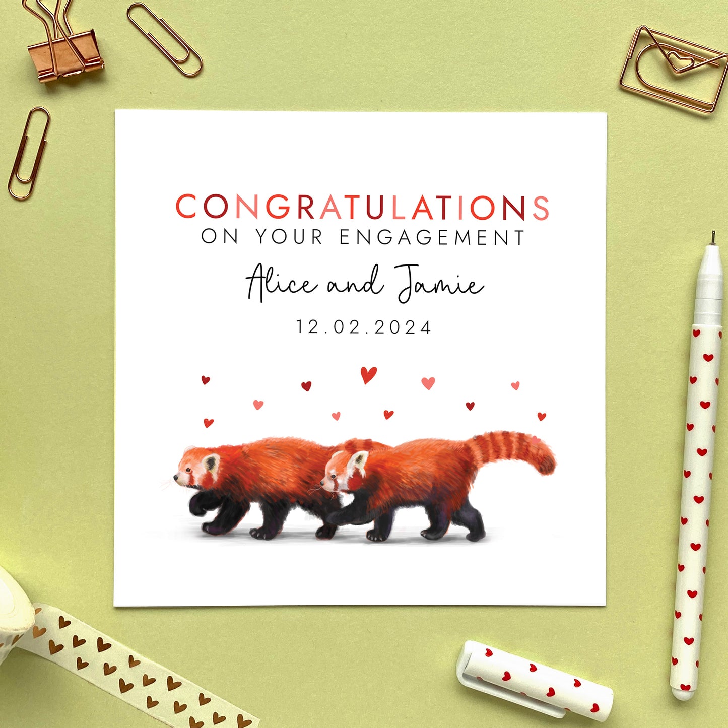 Personalised Red Panda Engagement Card
