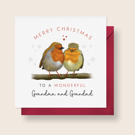 Robins Christmas Card for Grandparents