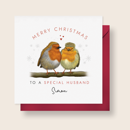 Personalised Robins Christmas Card for Partner