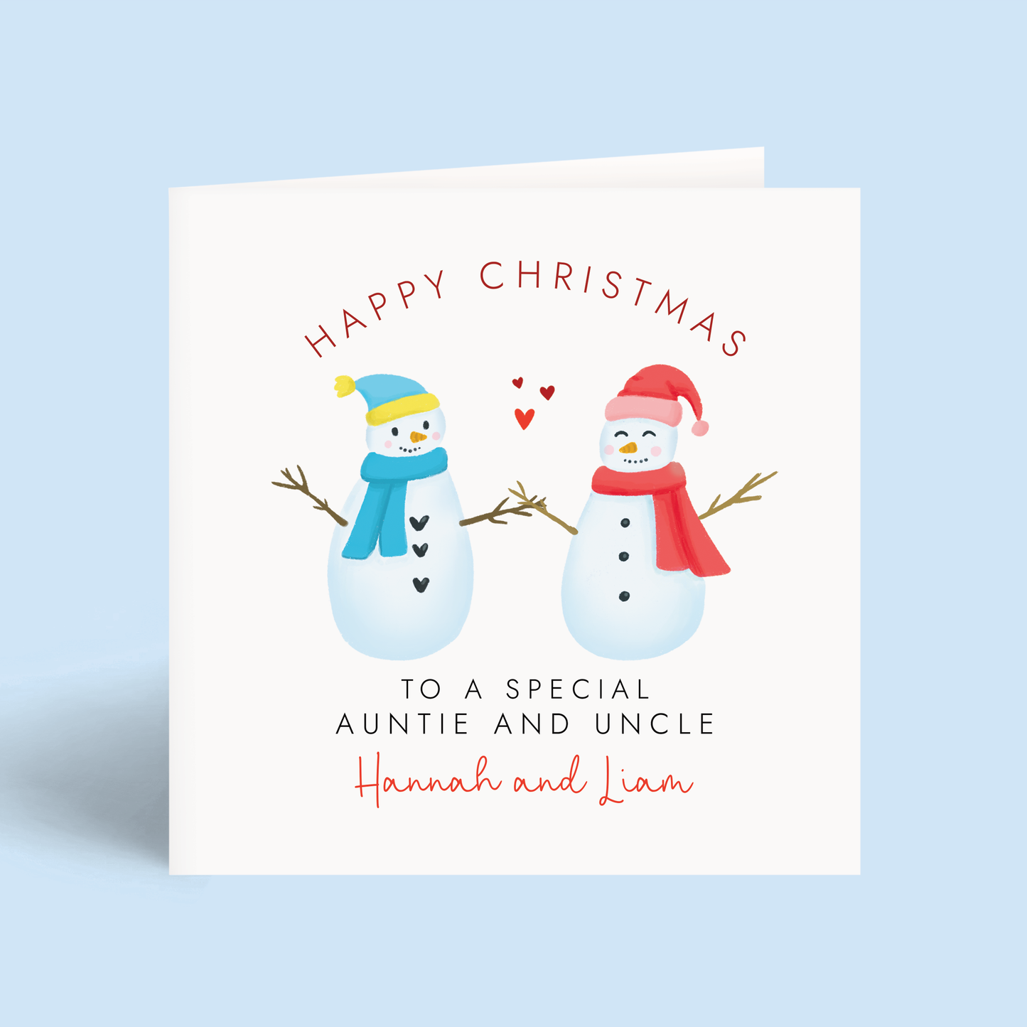 Personalised Christmas Card for a special Auntie and Uncle.