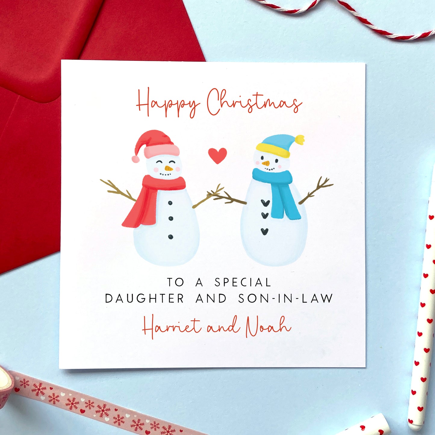 A personalised couple Christmas card for Daughter and Son-in-Law.