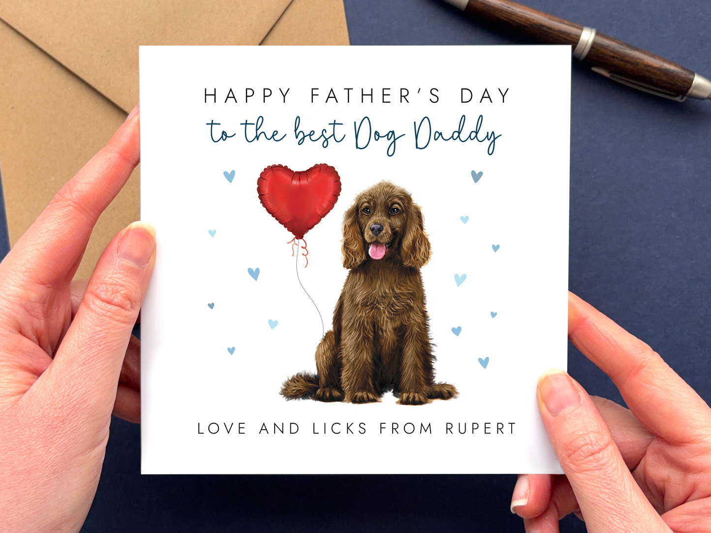 Personalised Spaniel Father's Day Card for Dog Dad