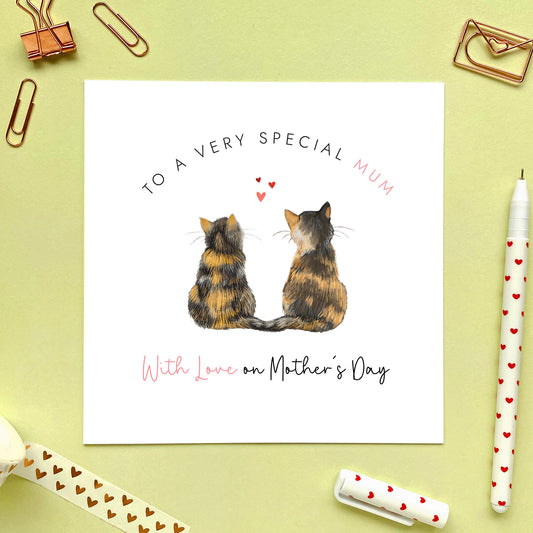 Personalised Cats Mothers Day Card for Mum