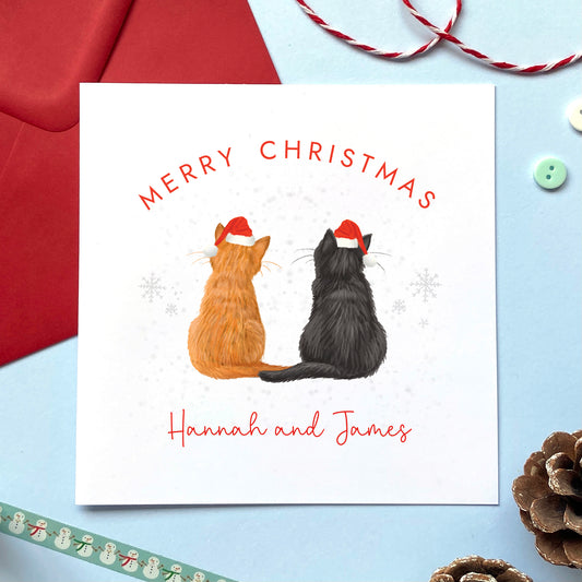 Personalised Choose the 2 Cats Christmas Card