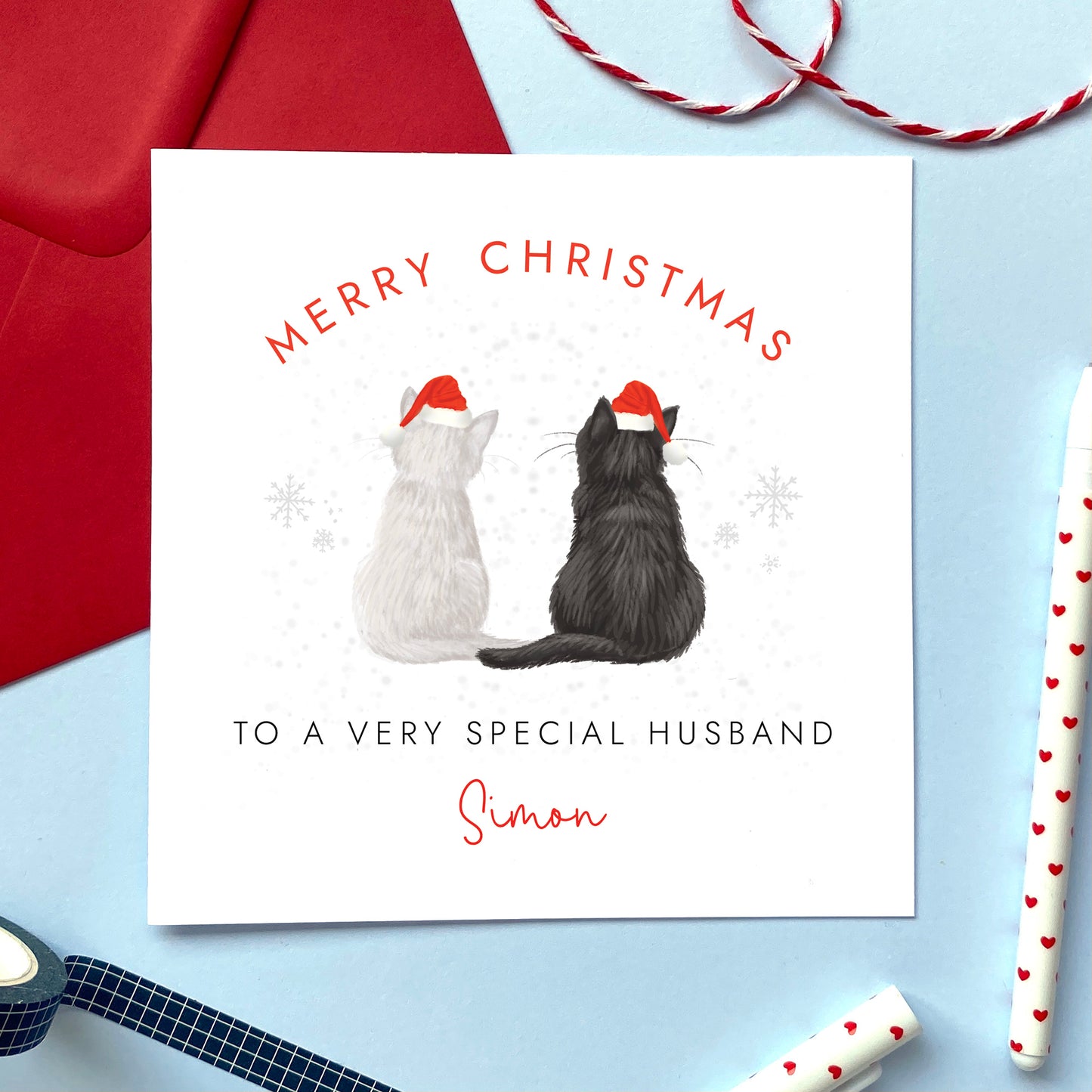 Personalised Choose the 2 Cats Christmas Card for Husband