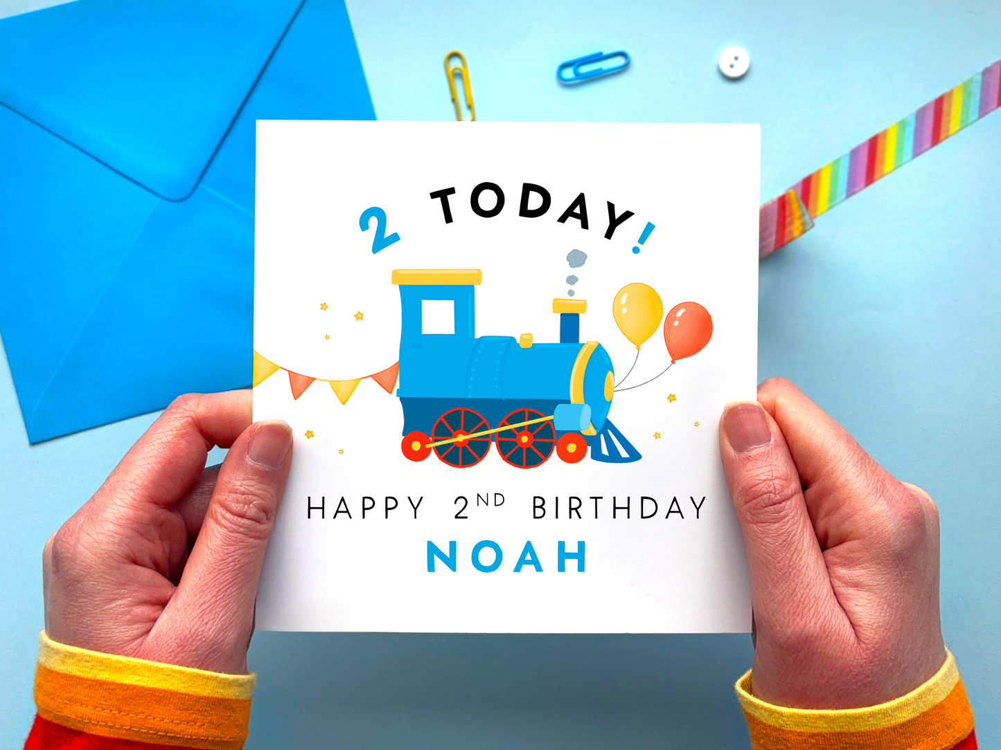 Personalised Train 2nd Birthday Card for Boy
