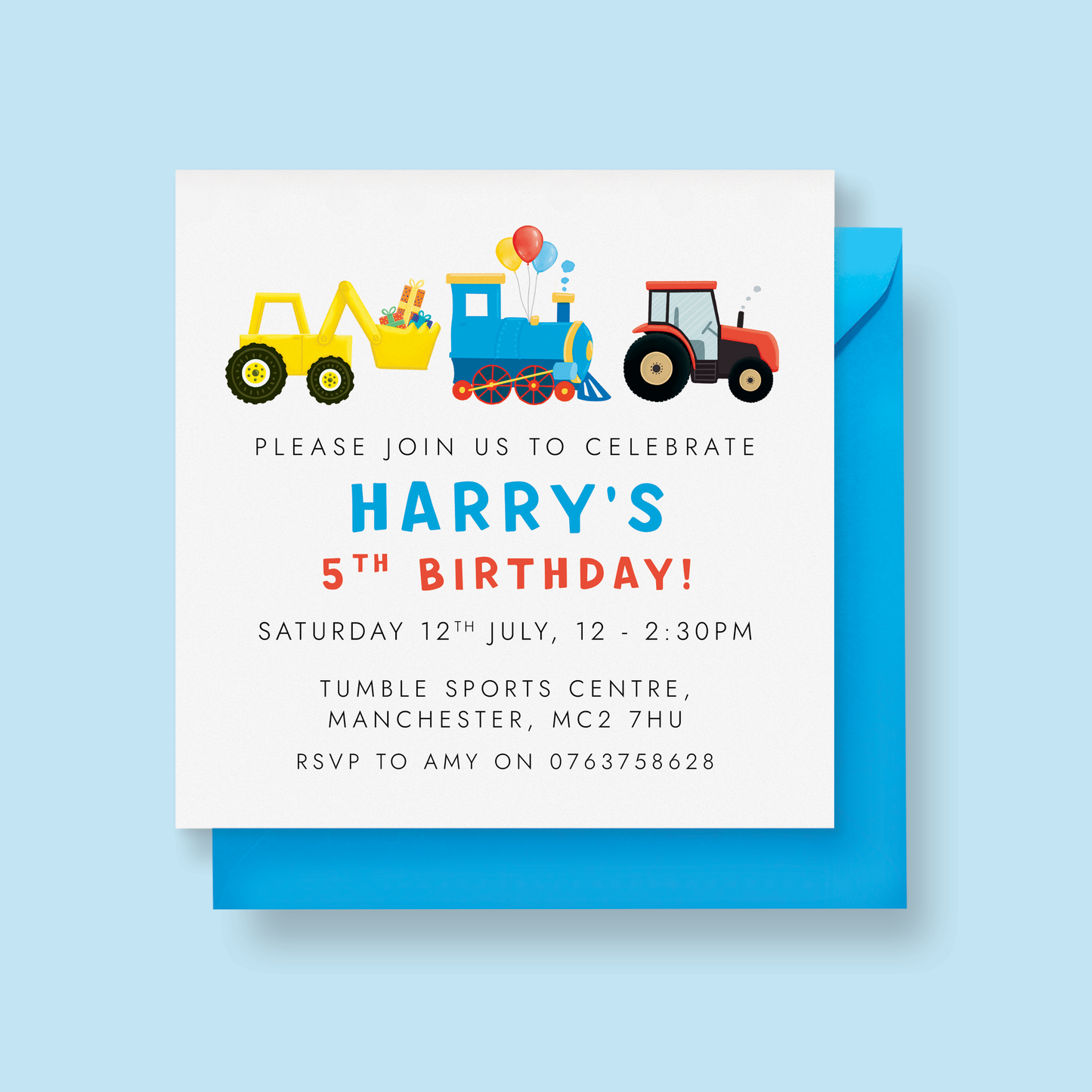 Personalised Transport-Themed Party Invitations - Any Age