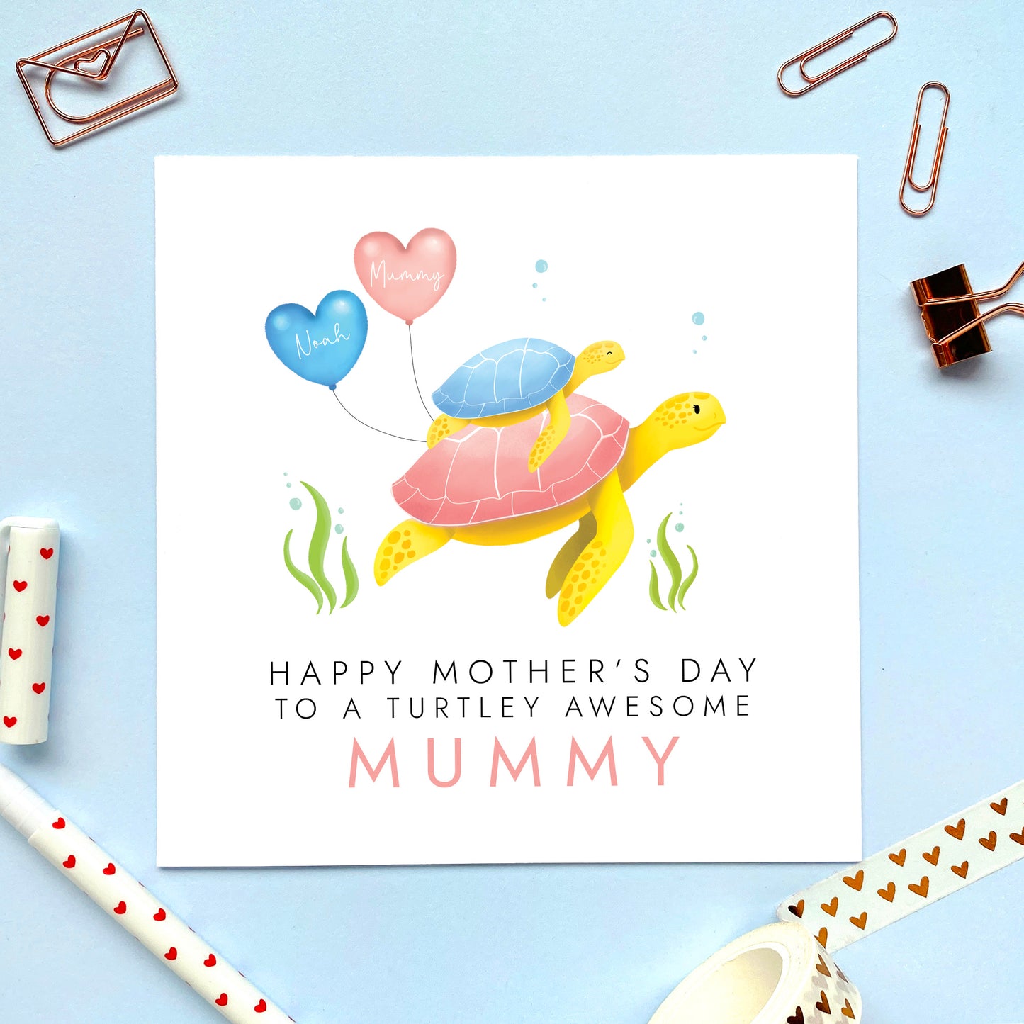Personalised Turtles Mothers Day Card for Mummy from Son