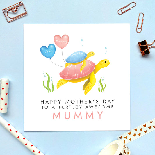 Personalised Turtles Mothers Day Card for Mummy from Son