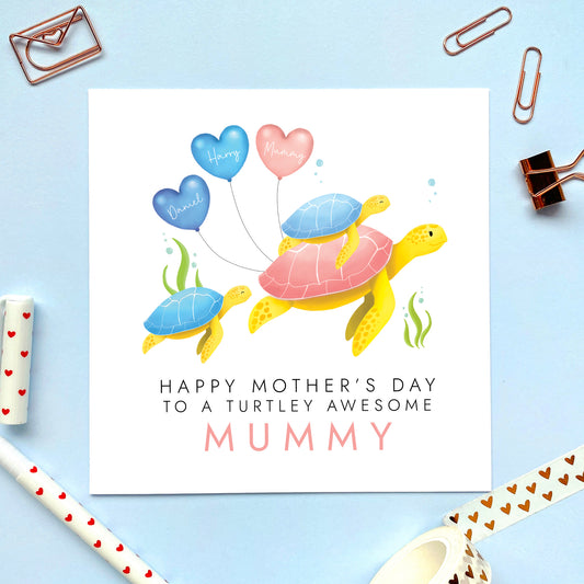 Personalised Turtles Mothers Day Card from 2 Children