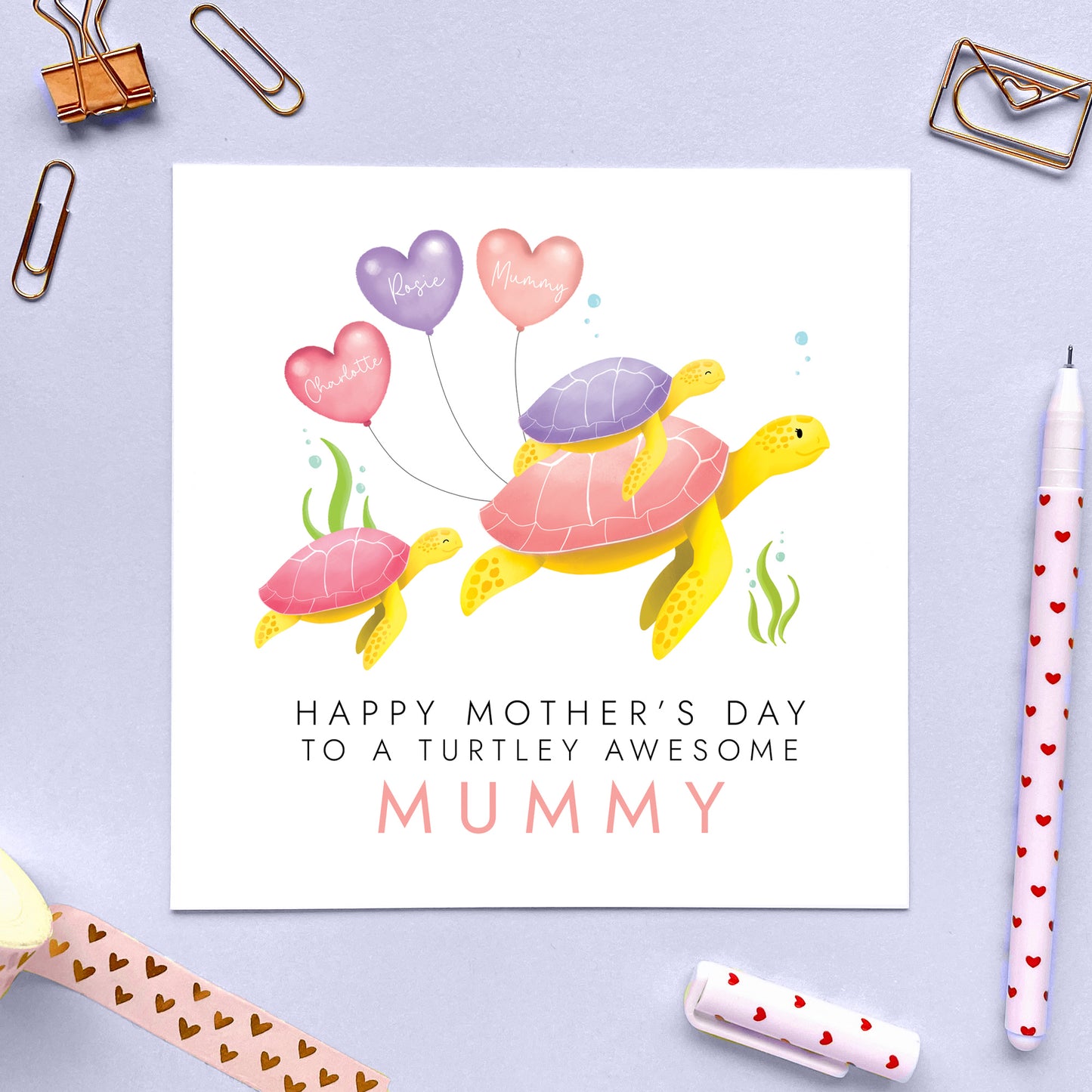 Personalised Turtles Mothers Day Card from 2 Children