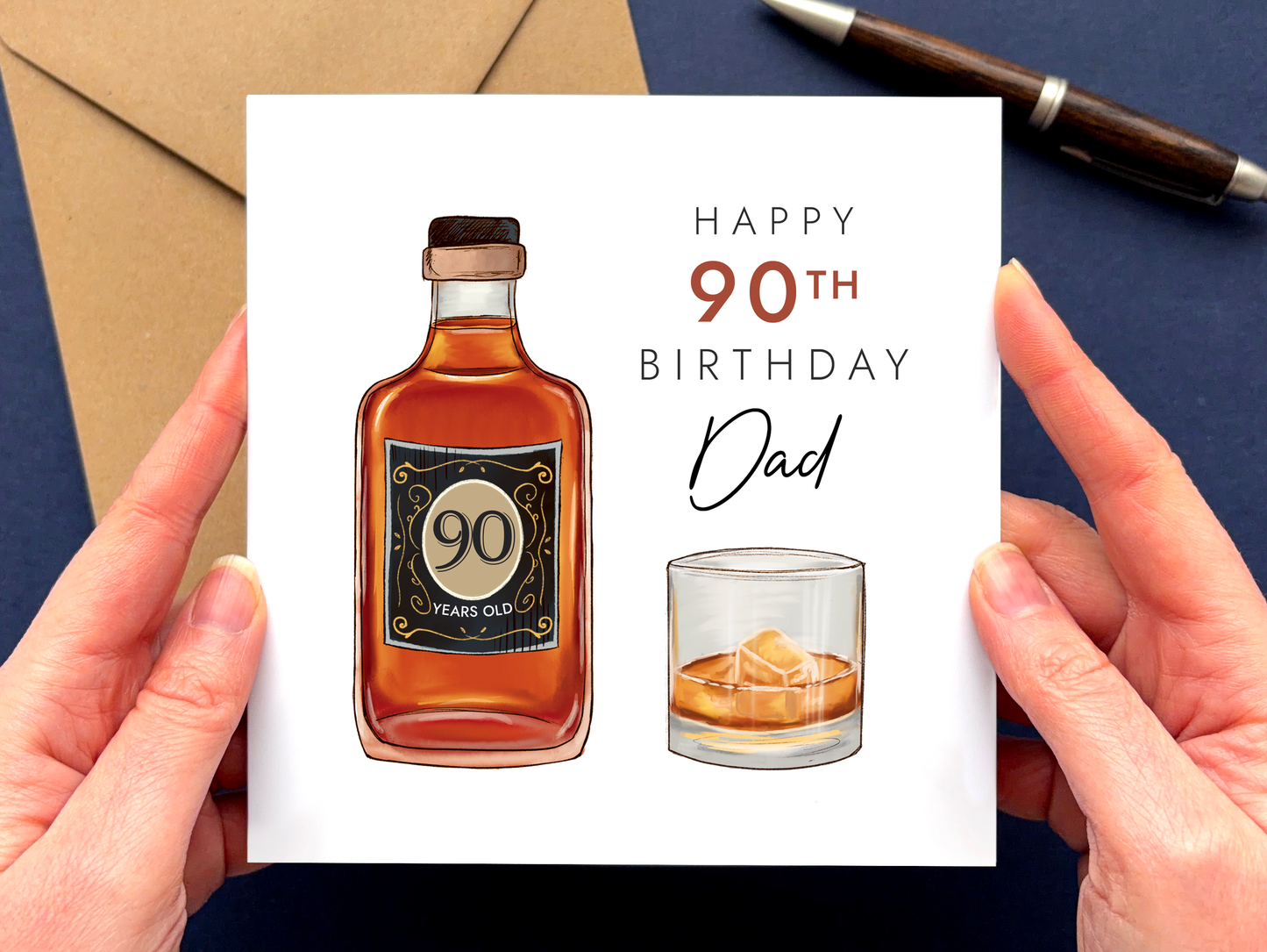 Personalised Whisky 90th Birthday Card for Dad