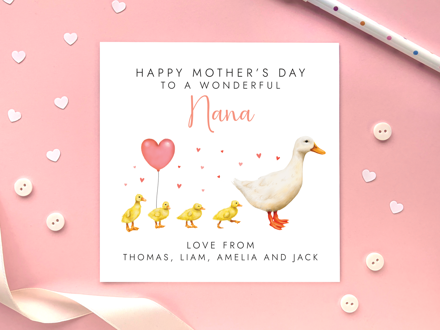 Personalised Duck Mother's Day Card for Nanny