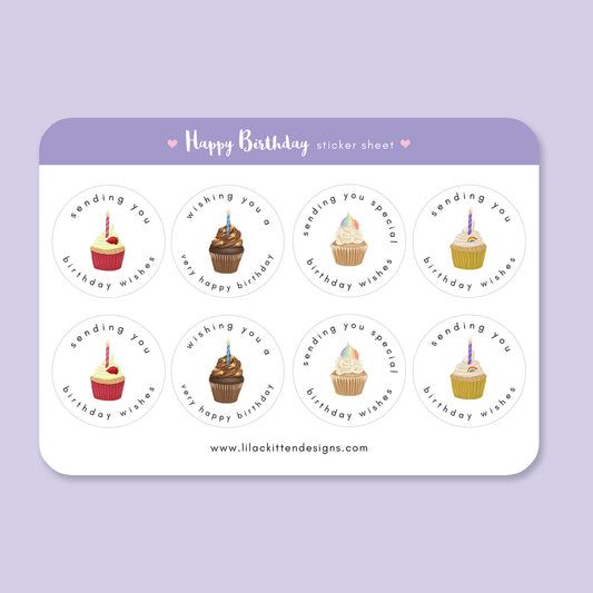 Birthday Cupcakes Envelope Stickers