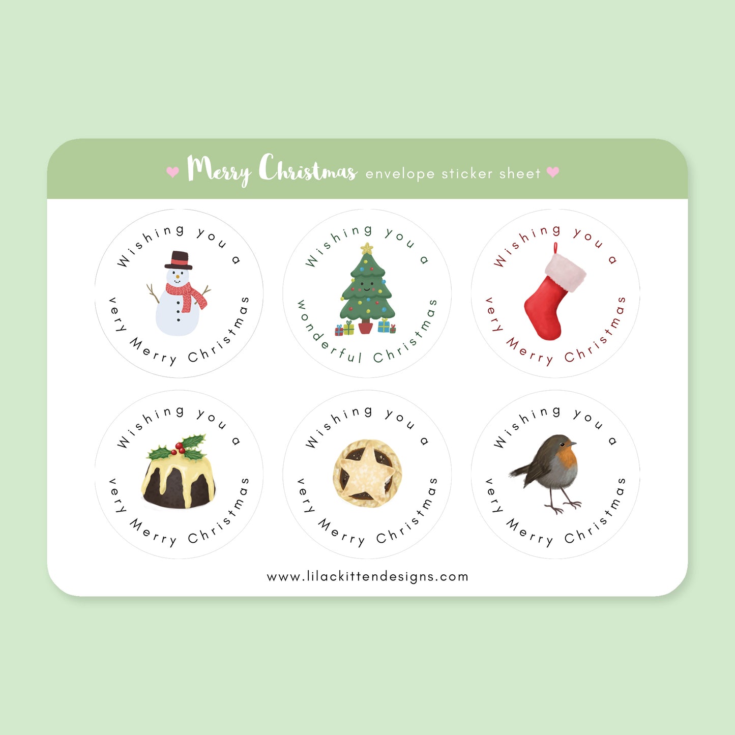 merry christmas envelope sticker sheet seals