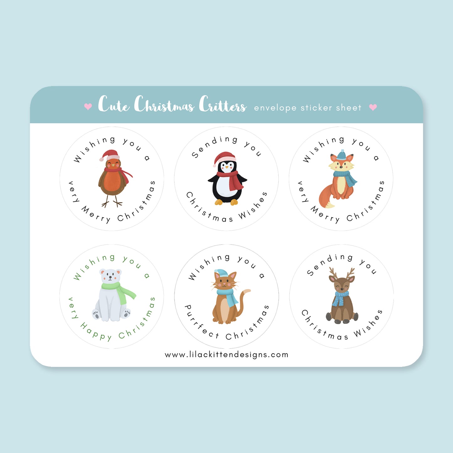 Christmas Envelope Seal Stickers - Cute Animals