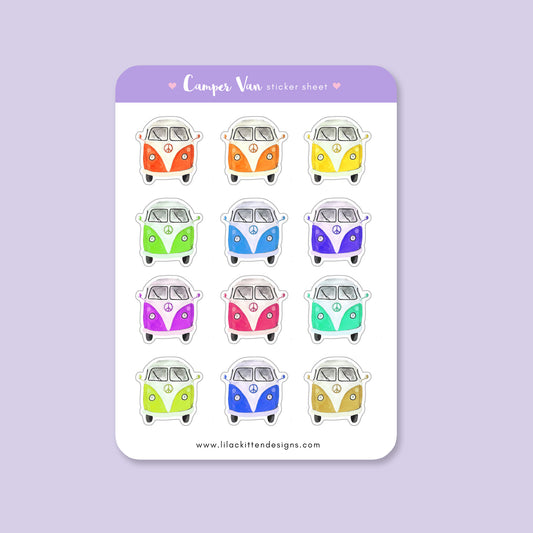 Classic Camper Van Sticker Sheet