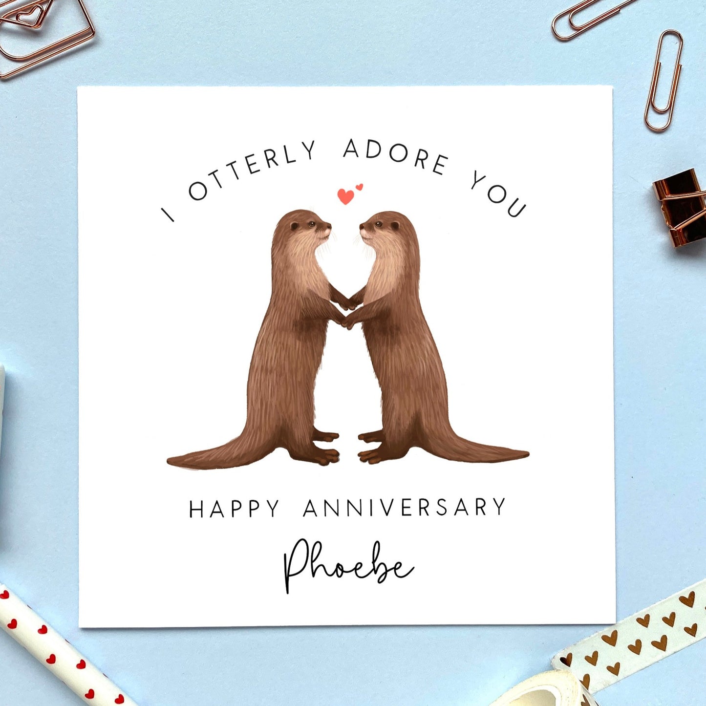 personalised otter couple anniversary card for him her boyfriend girlfriend fiance fiancee husband wife partner cute funny otters romantic 1st 2nd 3rd wedding anniversary