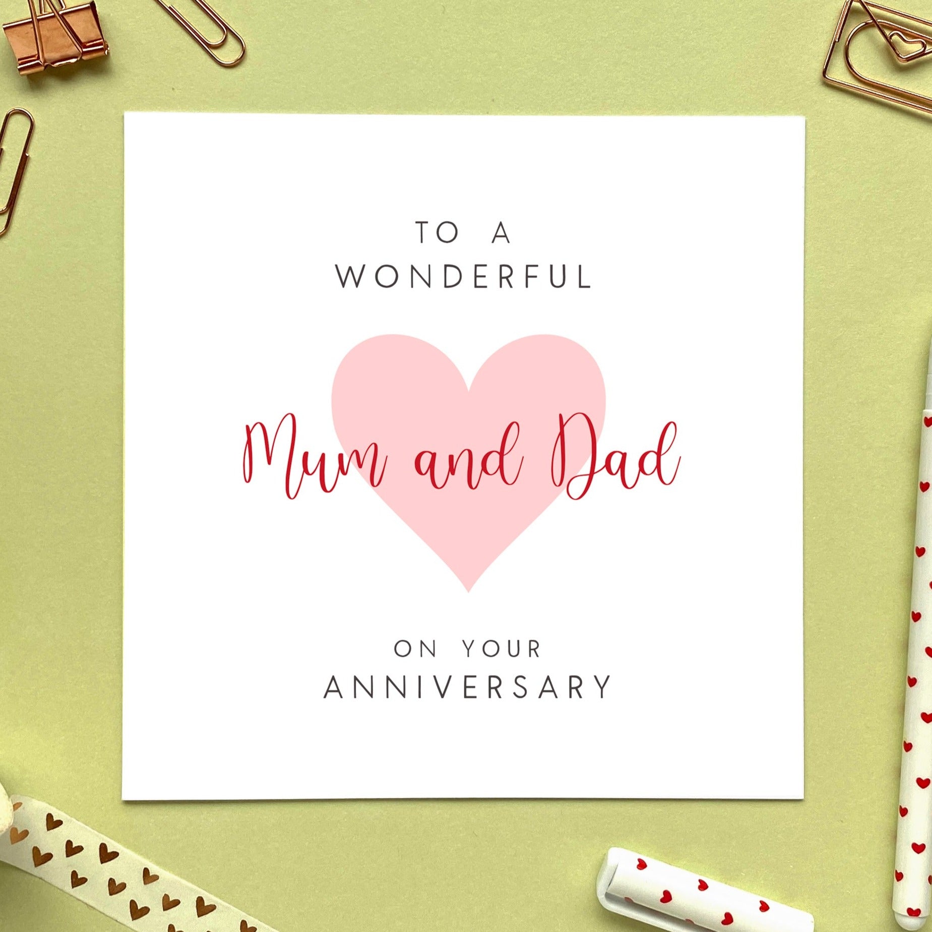 personalised anniversary card for parents - anniversary card for mum and dad, mom and dad, mum and stepdad, mom and stepdad, dad and stepmum, dad and stepmom, mum and partner, dad and partner, wedding anniversary, 10th, 15th, 20th, 25th, 30th, 40th, 50th