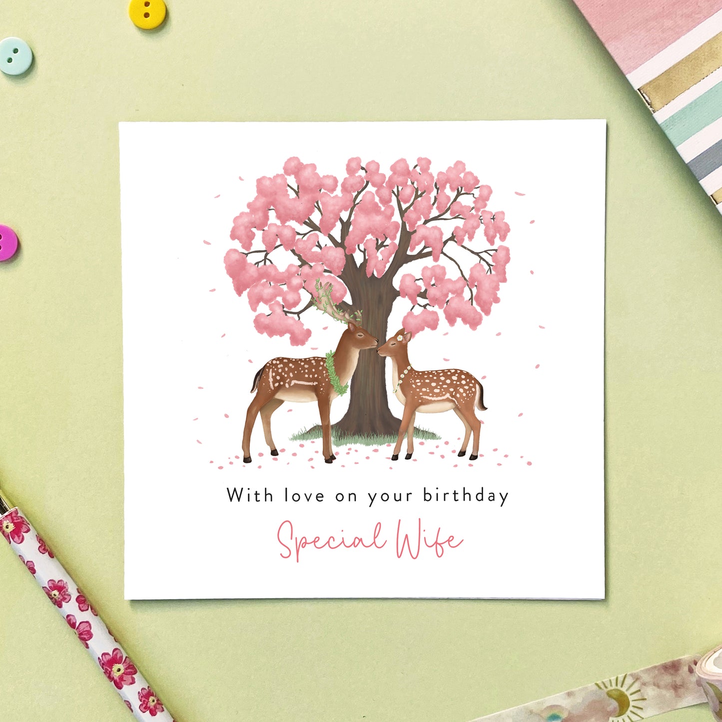 personalised deer birthday card for partner husband wife special