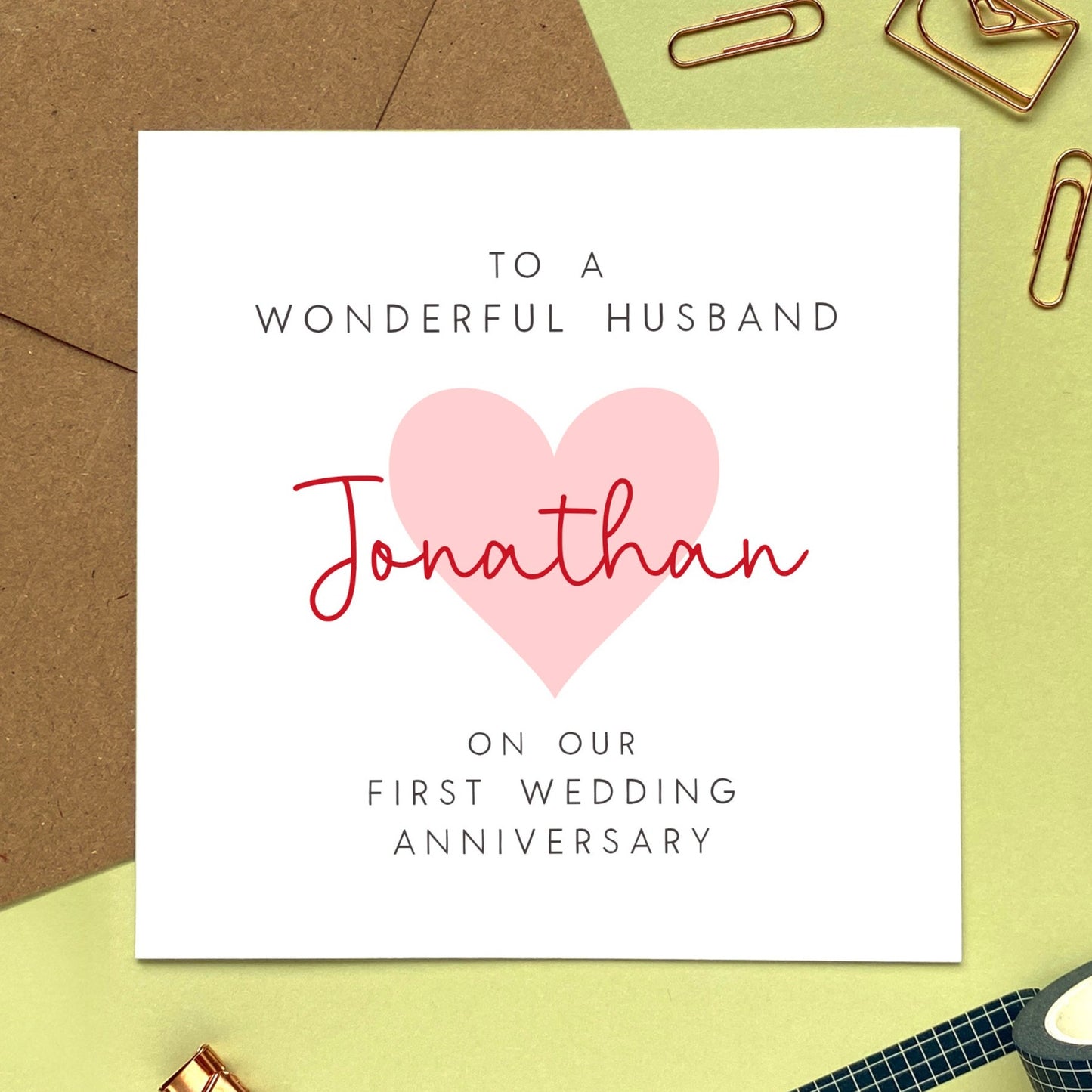 personalised first wedding anniversary card - to a wonderful husband - to a wonderful wife - our first wedding anniversary card - 1st wedding anniversary card - for him - for her - special, unique - paper anniversary card