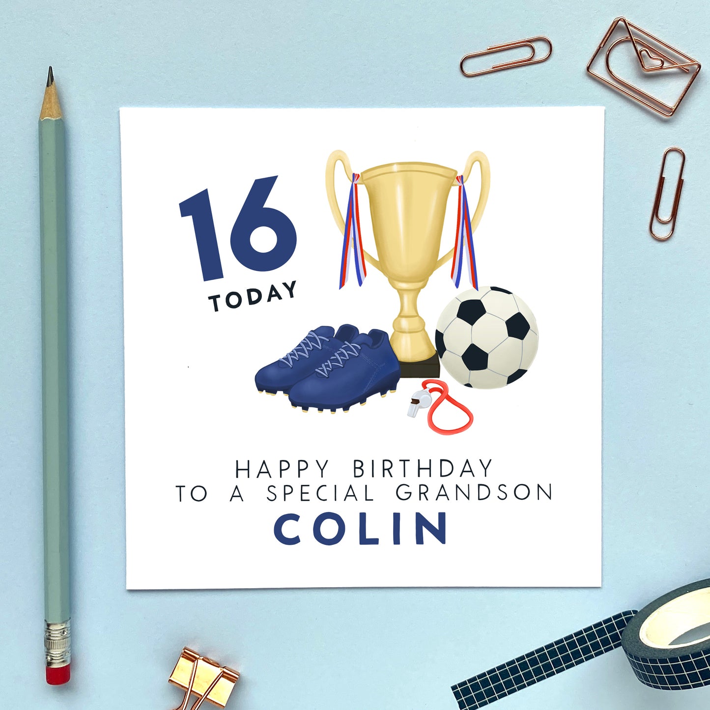 personalised football birthday card for him man son grandson nephew dad uncle 30th 40th 50th 16th 18th 21st
