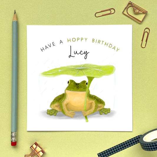 personalised frog birthday card - to a special daughter, granddaughter, son, grandson, niece, nephew, mum, dad, brother, sister - 16th 18th 21st 30th 40th