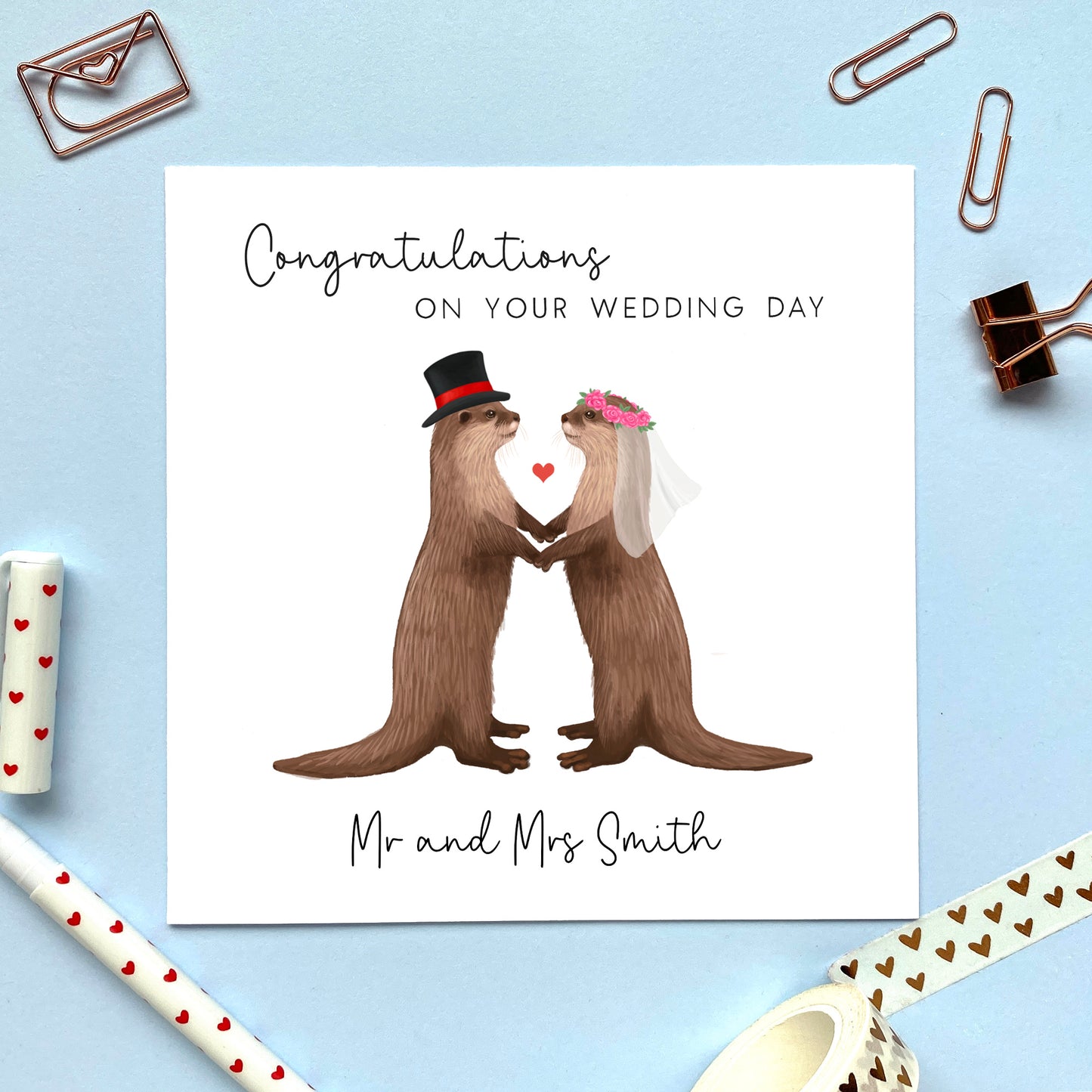 personalised otter congratulations on your wedding day card for special couple mr and mrs son daughter grandson granddaughter friends niece nephew