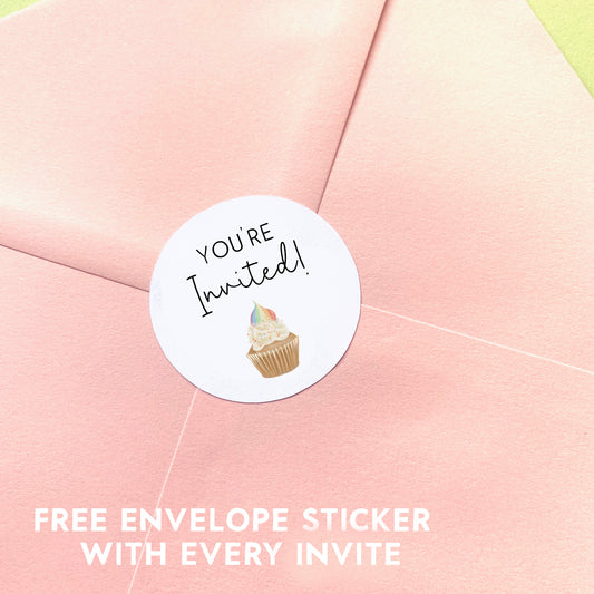 Pastel Rainbow A6 Birthday Party Invites