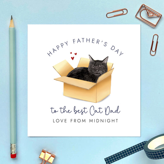 Black Cat in Box Father's Day Card for Cat Dad