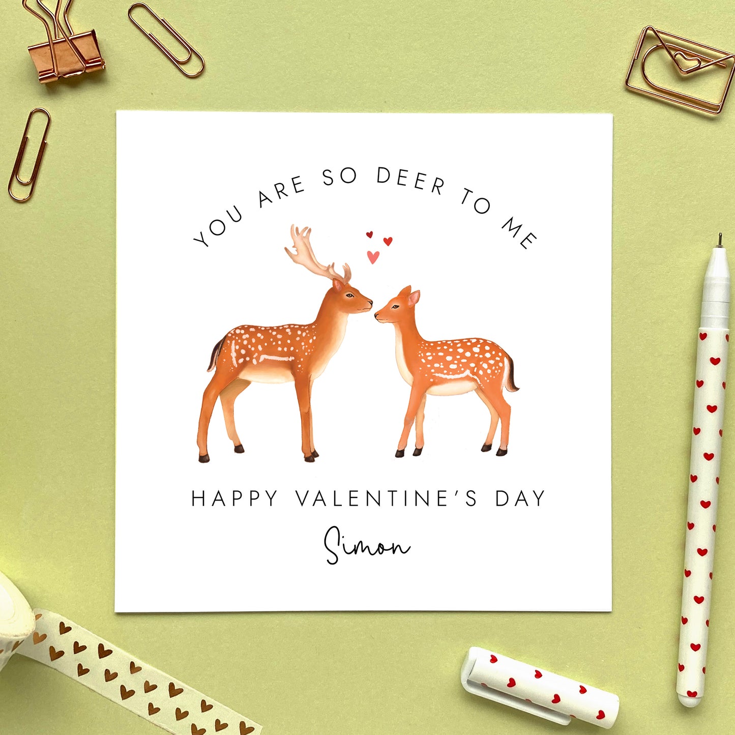 Personalised Deer Valentine's Day Card