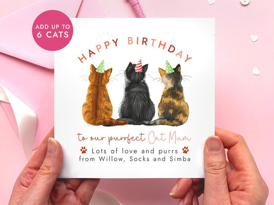 Personalised Cats Birthday Card for Cat Mum