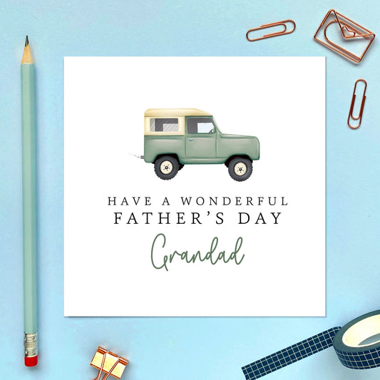 Classic 4x4 Car Fathers Day Card for Grandad