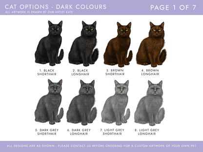 cat options including black cats, brown cats and grey cats