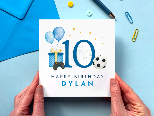 Personalised 10th Birthday Card for Boys