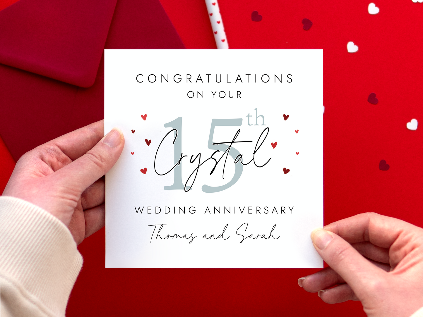 Personalised 15th Wedding Anniversary Card for Couple