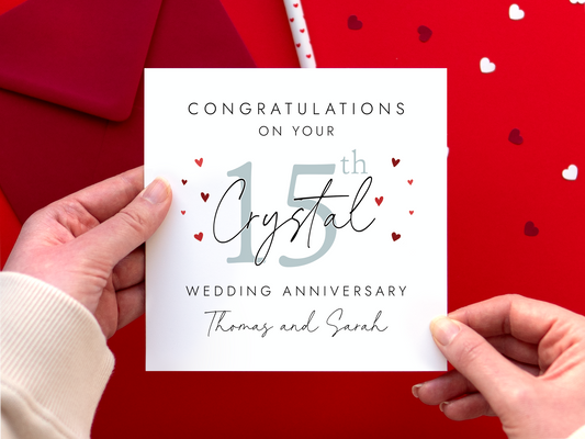 Personalised 15th Wedding Anniversary Card for Couple