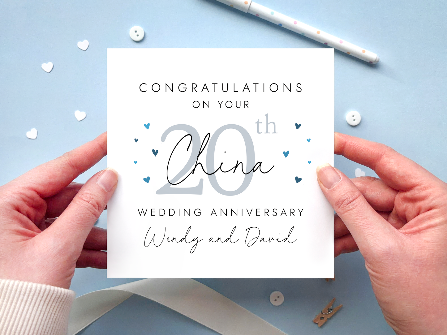Personalised 20th Wedding Anniversary Card for Couple